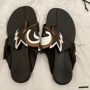 Carritz Brown White Sandals 6.0